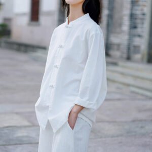 Women's cotton and linen Chinese-style stand collar button-up Tai Chi suit