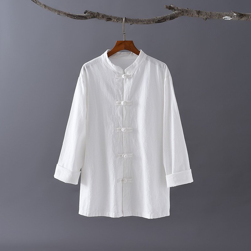 Women's cotton and linen Chinese-style stand collar button-up Tai Chi suit