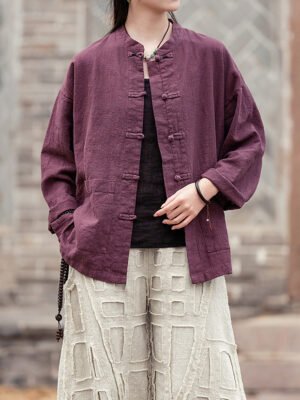 Morning exercise Tai Chi clothes, Chinese style ramie women's shirt