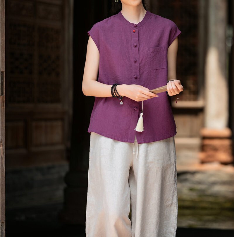 Women's stand collar vest sleeveless shirt