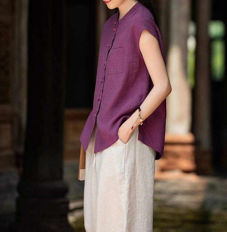 Women's stand collar vest sleeveless shirt