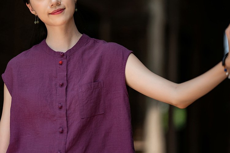 Women's stand collar vest sleeveless shirt