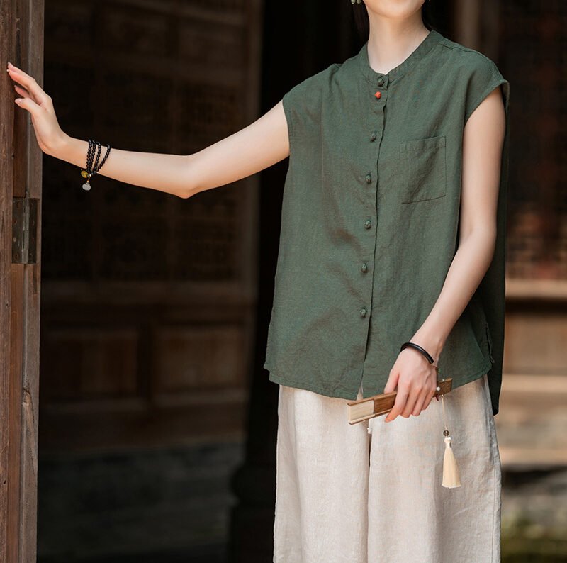 Women's stand collar vest sleeveless shirt