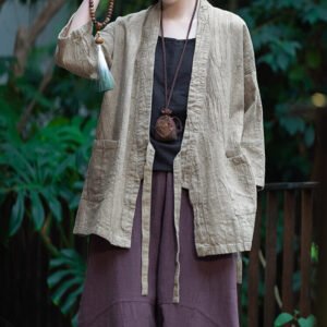 Zen-inspired cardigan, Chinese style vintage women's Hanfu