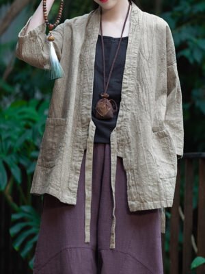 Zen-inspired cardigan, Chinese style vintage women's Hanfu