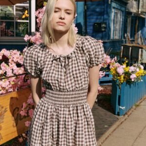 SALINA smocked waist linen dress