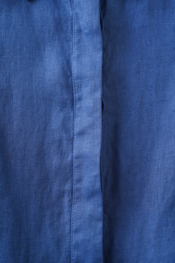 The Classic French Linen Shirt Dress | Midi Button-Down Dress with Waist Tie in Timeless Navy - Image 12