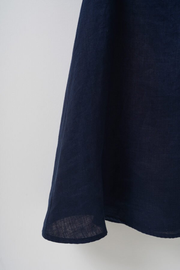 The Classic French Linen Shirt Dress | Midi Button-Down Dress with Waist Tie in Deep Forest - Image 10