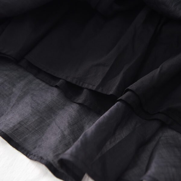 Off-White & Black Pure Ramie Belted Midi Dress - French Vintage Cap Sleeve Summer Dress - 2026 New Style - Image 12